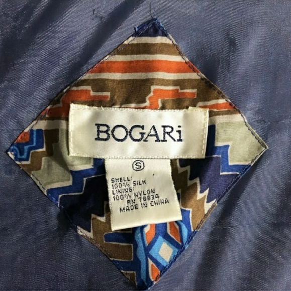 BOGARI Native Tribal Print Silk Bomber Jacket VINTAGE - Picture 6 of 11